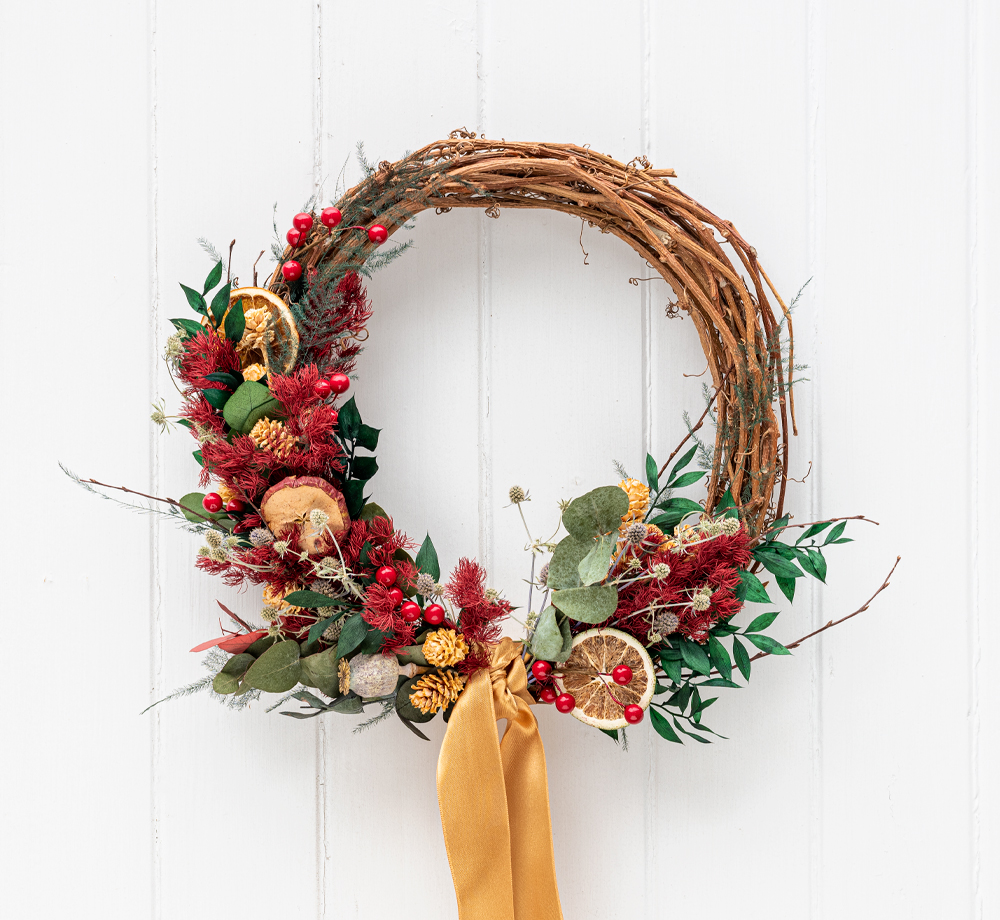 Classic Handmade Dried Wreath by Bookblock FloristsGift Box| Bookblock