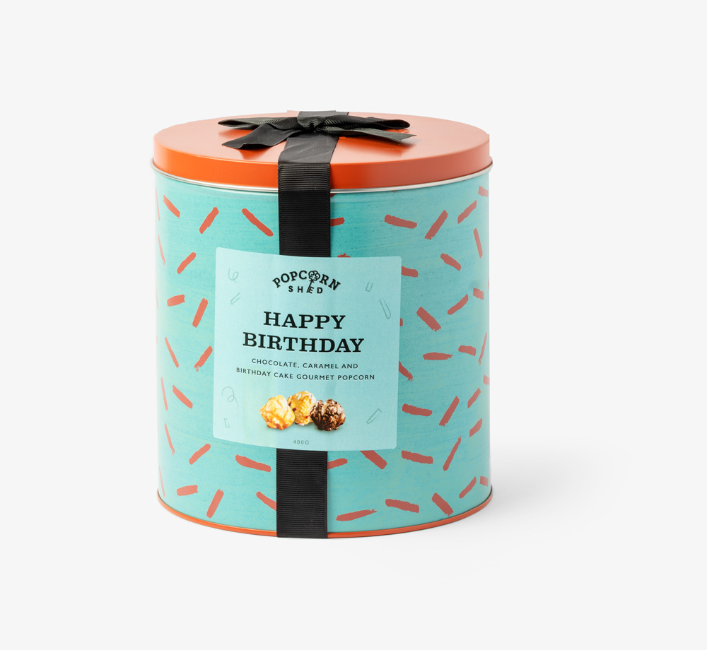 Happy Birthday Popcorn Trio 400g by Popcorn ShedCorporate Gifts| Bookblock
