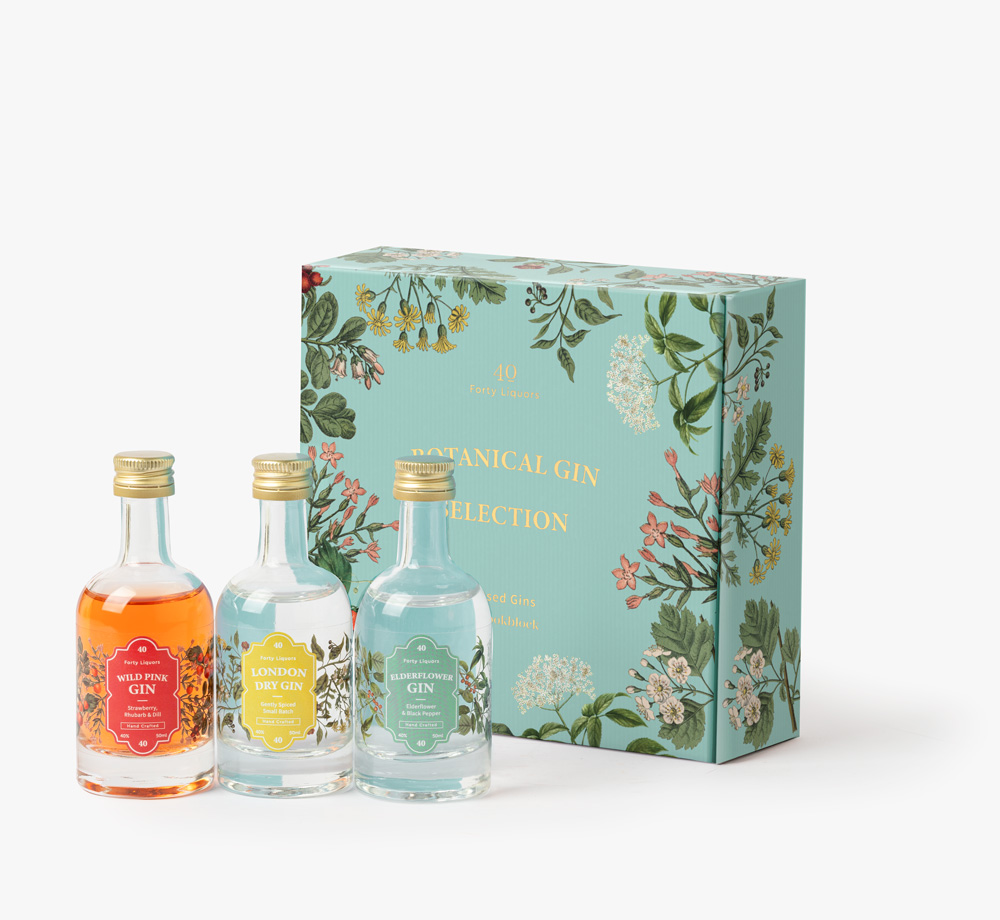 Botanical Gin Selection by Forty LiquorsGift Box| Bookblock