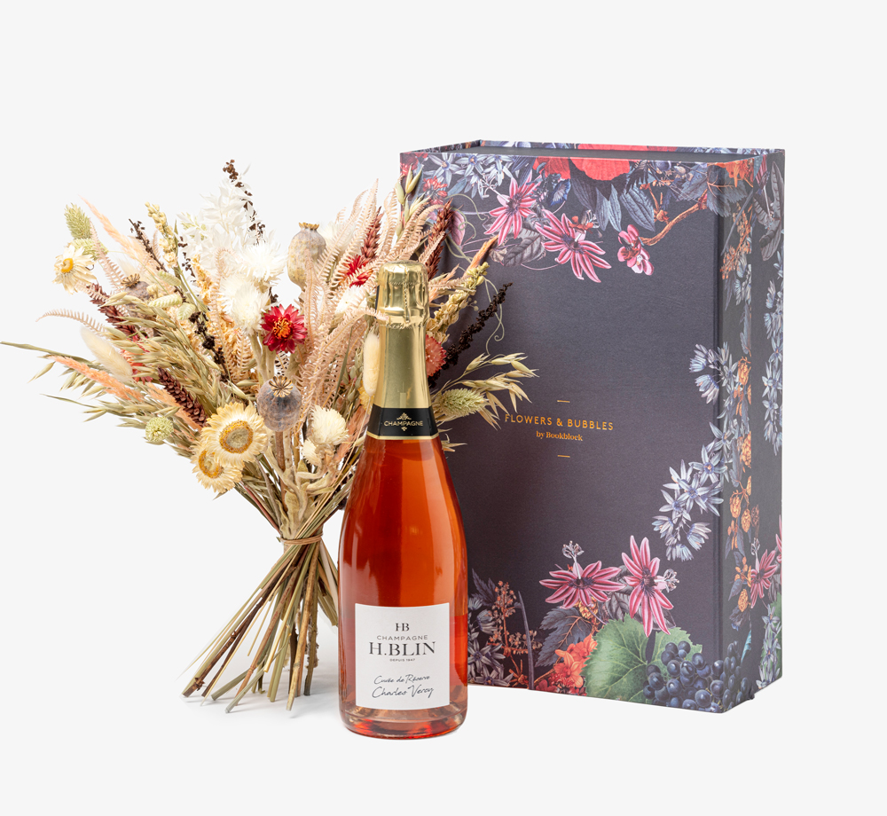 Milestone ‘Flowers & Champagne’ by Flowers & BubblesGift Box| Bookblock