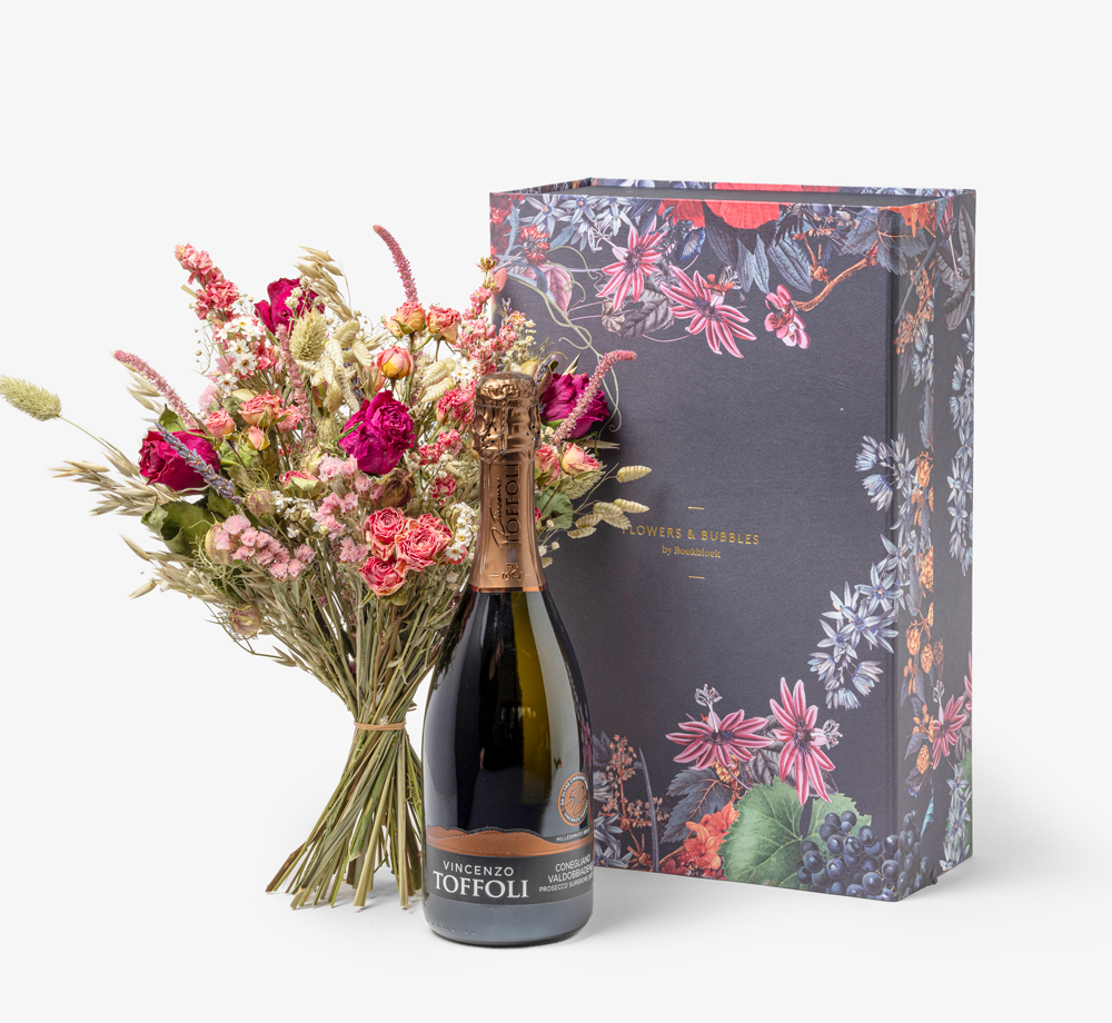 Romantic Rose ‘Flowers & Champagne’ by Flowers & BubblesGift Box| Bookblock