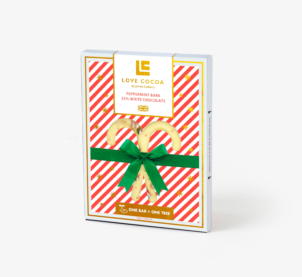 Candy Cane Peppermint 35% White Chocolate Bar 75g by Love CocoaEat & Drink| Bookblock