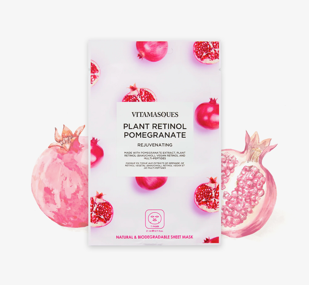 Retinol Pomegranate Face Sheet Mask by VitamasquesPamper| Bookblock