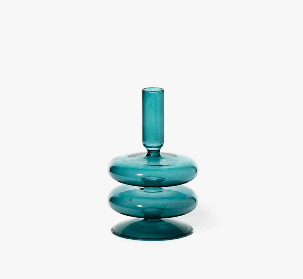 Glass Taper Candle Holder – Ocean Teal by MaegenCorporate Gifts| Bookblock