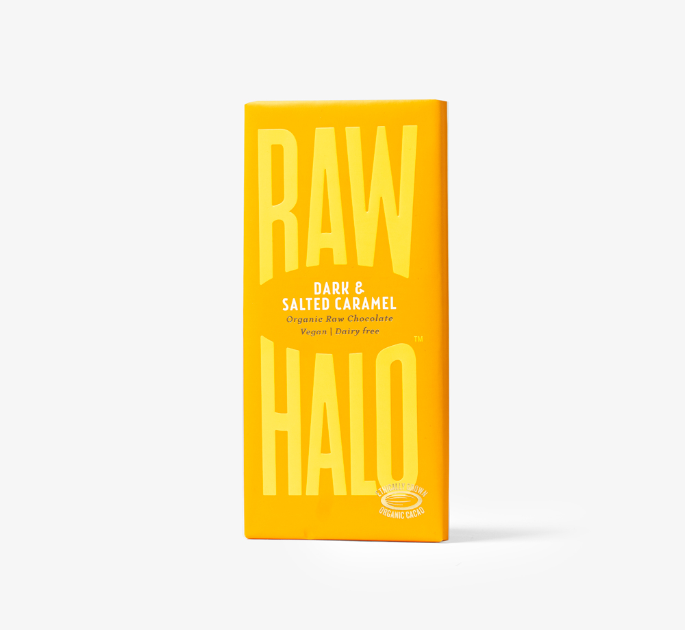 Dark & Salted Caramel Chocolate Bar 70g by Raw HaloGift| Bookblock